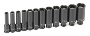 Grey Pneumatic 1/4" Dr. 12pc Deep Metric Magnetic Impact Set (9712MDG)