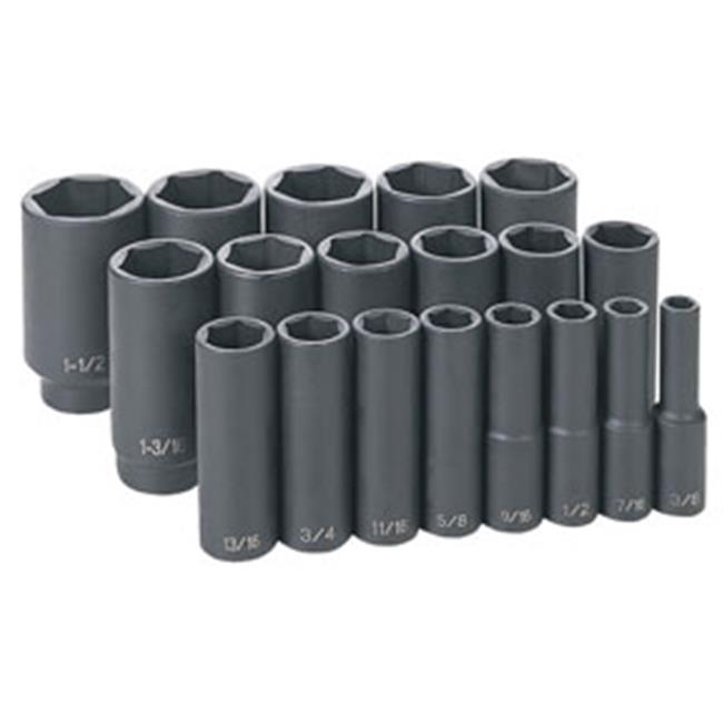 Grey Pneumatic 1319D 0.5 in. Drive 19 Pc. Deep Length Fractional Master Set