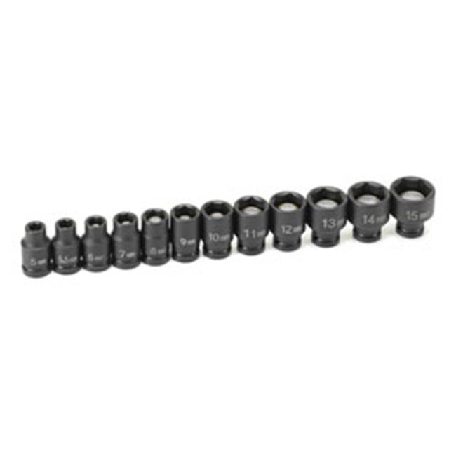 Grey Pneumatic 9712MG 0.25 in. Drive 12 Pc. Metric Magnetic Impact Socket Set