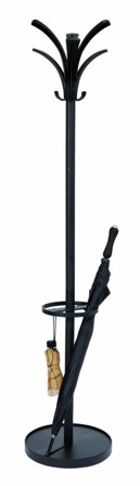Picture of Alba PMBRION Coat Stand in Black With 8 Black Coat Pegs and a Integrated Umbrella Holder