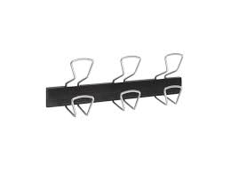 Picture of Alba PMPRO3M Modern Wall & Door Mounted Coat Hanger in Black with 3 Silver Wire Hooks