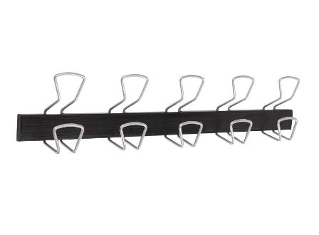 Picture of Alba PMPRO5M Modern Wall & Door Mounted Coat Hanger in Black with 5 Silver Wire Hooks