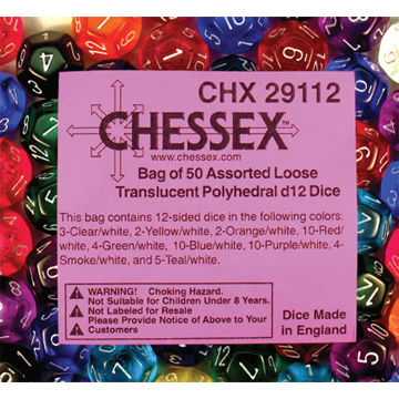 Picture of Chessex CHX29126 D6 - 16 mm. Translucent Dice&#44; Bag Of 50