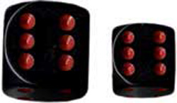 CHX25818 D6  12 mm Opaque Dice Black  Red 36 Ct Pack Of 4