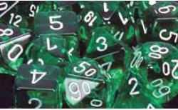 Picture of Chessex CHX23805 D6 - 12 mm. Translucent Dice&#44; Green - White 36 Ct. Pack Of 2