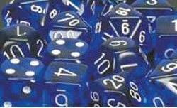 Picture of Chessex CHX23806 D6 - 12 mm. Translucent Dice&#44; Blue - White 36 Ct. Pack Of 2