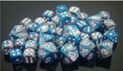 Picture of Chessex CHX26456 7 Dice Set Gemini Steel-Teal With White- Pack Of 2