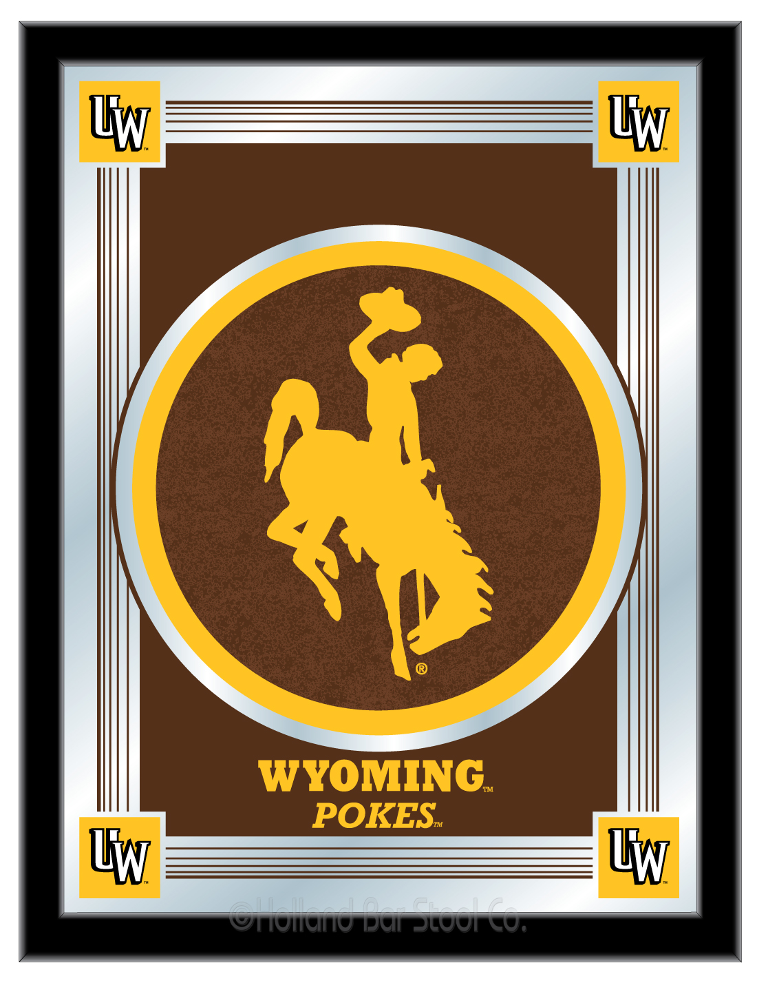 Picture of Holland Bar Stool MLogoWymng Wyoming 17 x 22 in. University Logo Mirror