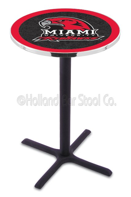 Picture of L211 Miami University (OH) 36&quot; Tall - 30&quot; Top Pub Table with Black Wrinkle Finish