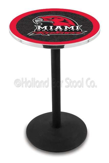 L214 Miami University (OH) 36" Tall - 30" Top Pub Table with Chrome Finish