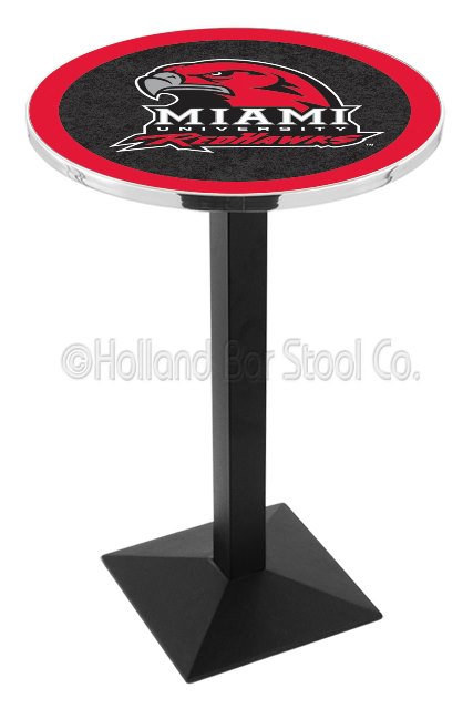 L217 Miami University (OH) 42" Tall - 30" Top Pub Table with Chrome Finish