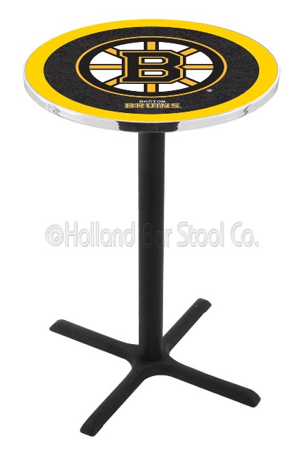 Picture of L211 Boston Bruins 36&quot; Tall - 30&quot; Top Pub Table with Black Wrinkle Finish