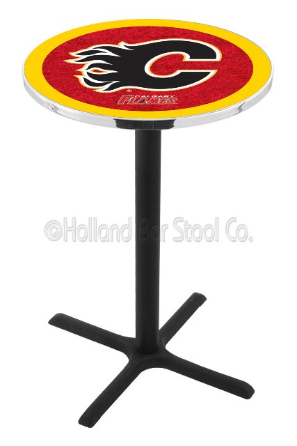 Picture of L211 Calgary Flames 36&quot; Tall - 30&quot; Top Pub Table with Black Wrinkle Finish