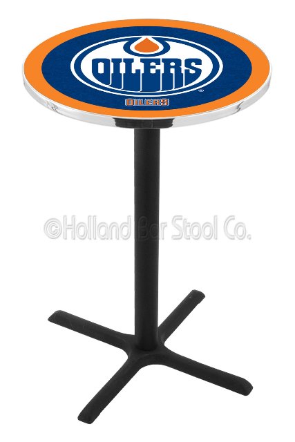 Picture of L211 Edmonton Oilers 36&quot; Tall - 30&quot; Top Pub Table with Black Wrinkle Finish