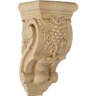 Picture of Ekena Millwork COR03X04X07GRCH 3.5 in. W x 4.37 in. D x 7.87 in. H Small Grape Bunches Corbel- Cherry- Architectural Accent
