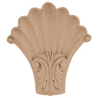 Picture of Ekena Millwork COR05X01X06SHAL 5.25 in. W x 2 in. D x 6.5 in. H Medium Acanthus in Shell Corbel- Alder- Architectural Accent