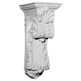 Picture of Ekena Millwork COR10X11X25SC 10.38 in. W x 11.62 in. D x 25.50 in. H Architectural Scroll Leaf Corbel