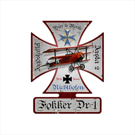 IC003 Fokker DR-1 Aviation Iron Cross Metal Sign -  Past Time Signs