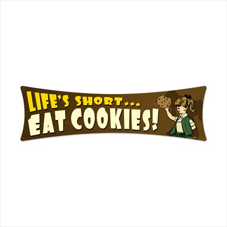 Picture of Past Time Signs BOW010 Eat Cookies Humor Bowtie Metal Sign
