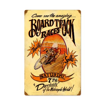 Past Time Signs MLK097 Board Track Motorcycle Vintage Metal Sign