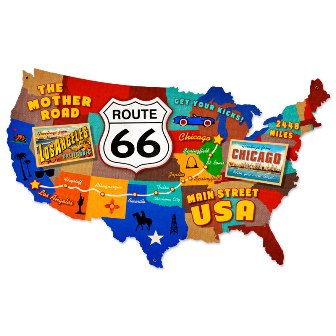 Route 66 USA Automotive Custom Metal Shape Sign