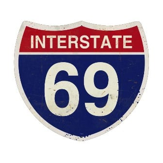 Picture of Past Time Signs PS065 Interstate 69 Street Signs Custom Metal Shape
