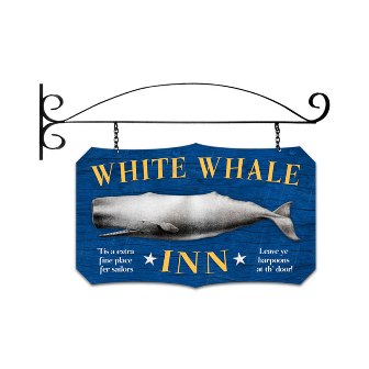 Past Time Signs PS172 White Whale Inn Bar and Alcohol Double Sided Custom Metal Shape with Wall Mount