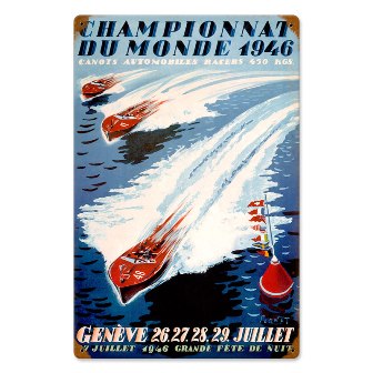 Vintage-Retro World Champion Boating Tin-Metal Sign