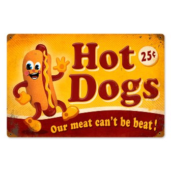 Past Time Signs PTS020 Hot Dogs Food And Drink Vintage Metal Sign
