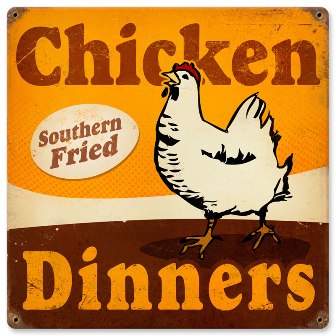 Chicken Dinners Food and Drink Vintage Metal Sign