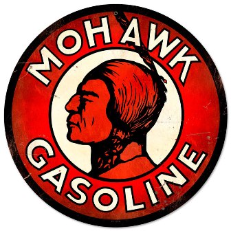 Past Time Signs PTS078 Mohawk Gasoline Automotive Round Metal Sign