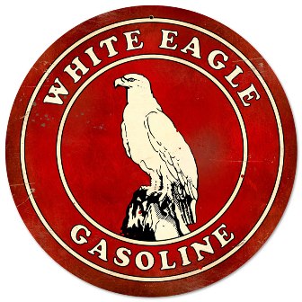 Past Time Signs PTS091 White Eagle Gasoline Automotive Round Metal Sign
