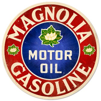 Magnolia Motor Oil Automotive Round Metal Sign