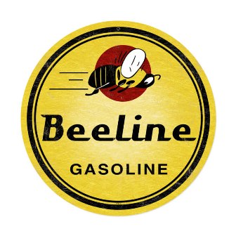 Past Time Signs PTS144 Bee Line Gasoline Automotive Round Metal Sign