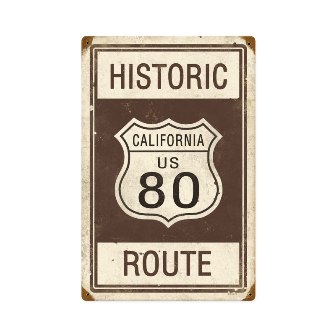 Past Time Signs PTS171 Historic Route 80 Street Signs Vintage Metal Sign
