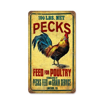 Picture of Past Time Signs PTS196 Rooster Feed Home And Garden Vintage Metal Sign