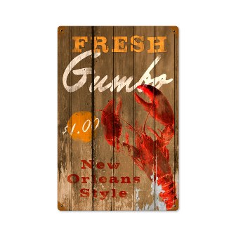 Past Time Signs PTS222 Fresh Gumbo Food And Drink Vintage Metal Sign
