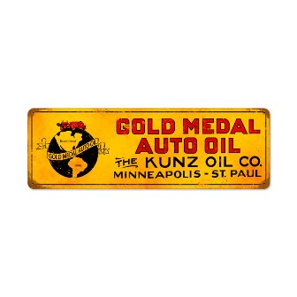 Gold Metal Oil Vintage Metal Sign