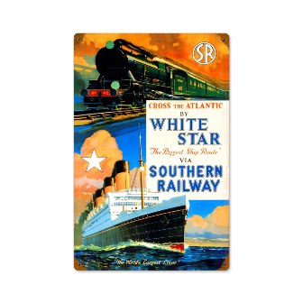 Past time signs white star ship vintage metal sign pts309