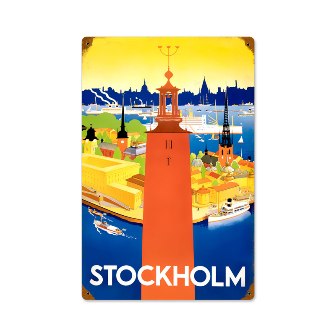 Vintage Style Steel Sign PTS381 Stockholm Travel Vintage Metal Sign