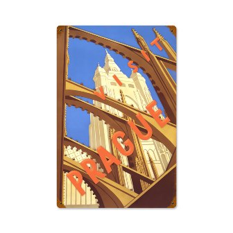 Past Time Signs PTS398 Visit Prague Travel Vintage Metal Sign