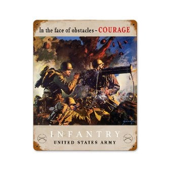 Past Time Signs PTS423 Infantry Courage Allied Military Vintage Metal Sign