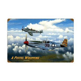 Picture of Past Time Signs STK020 Pistol Whipping Aviation Vintage Metal Sign- 24 W X 16 H In.