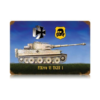 V377 Tiger Tank Axis Military Vintage Metal Sign -  Past Time Signs