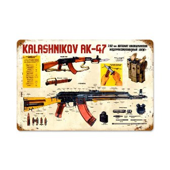 Picture of Past Time Signs V740 Kalashnikov AK-47 Axis Military Vintage Metal Sign