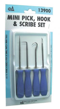 S and G Tool Aid SG13900 Mini Pick, Hook and Scribe Set