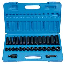 Plus Metric 0.5 in. Drive 30 Piece Standard & Deep Set