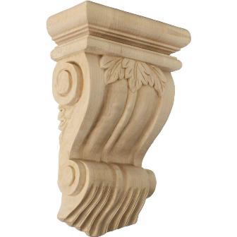 Picture of Ekena Millwork COR07X03X10TRCH 7 in. W x 3.5 in. D x 11 in. H Traditional Leaf Corbel- Cherry- Architectural Accent