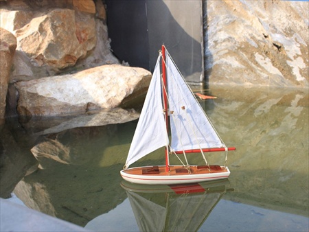 It Floats 12 in. - Red Floating Sailboat Decorative Accent