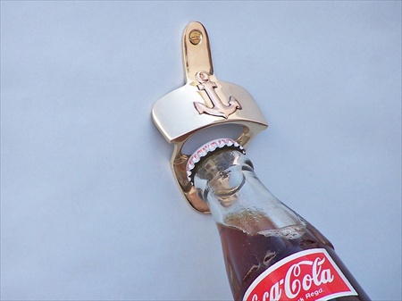Solid Brass Wall Mounted Anchor Bottle Opener 3 in. Decorative Accent